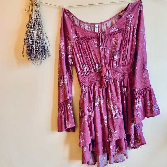 American Rag Peasant Dress in MAUVE - Picture 2 of 3